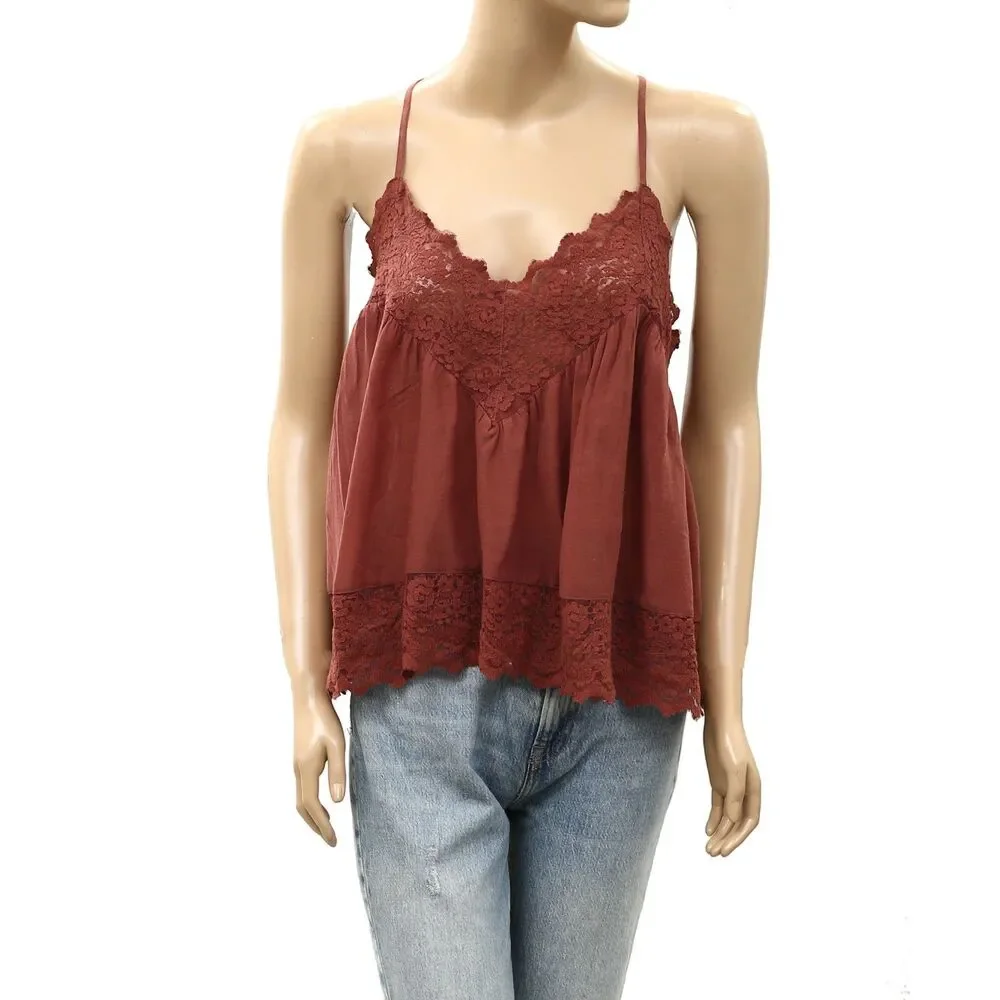 Intimately Free People Fiona Cami Blouse Top Tank Sleeveless Lace Slip XS 288963